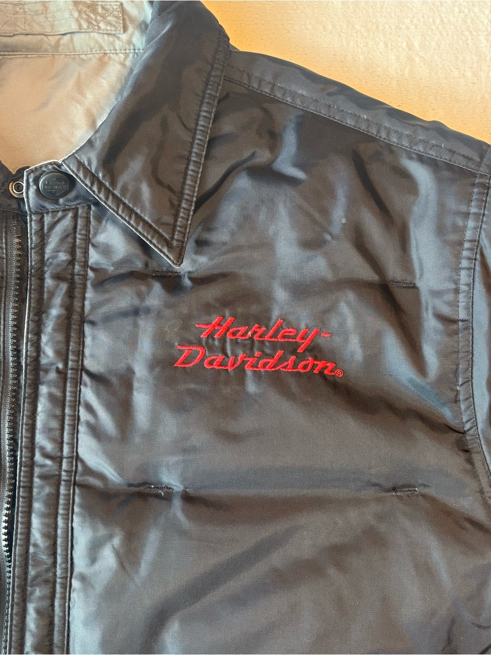Vintage Harley Davidson Men’s Reversible Black and Gray Nylon Puffer Jacket- XL - Picture 4 of 12